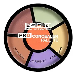 insight pro concealer palette shade corrector | makeup wheel for face | satin–matte finish | 3 in 1 conceal, contour & correct | waterproof | full coverage | 15gm