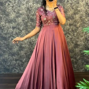 fashion hay women mauve embroidered gown with duppata