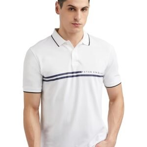 peter england men's everyday solid regular fit polo | cotton rich | premium pique weaveproduct details material composition60% cotton, 40% polyester patternsolid fit typeregular fit sleeve typehalf sleeve collar stylepolo collar lengthstandard length country of originindia